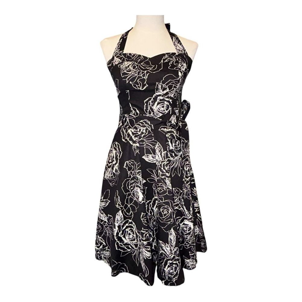 Topdress Women’s 50’s Retro Floral Halter 50’s Pin Up Dress Size Small